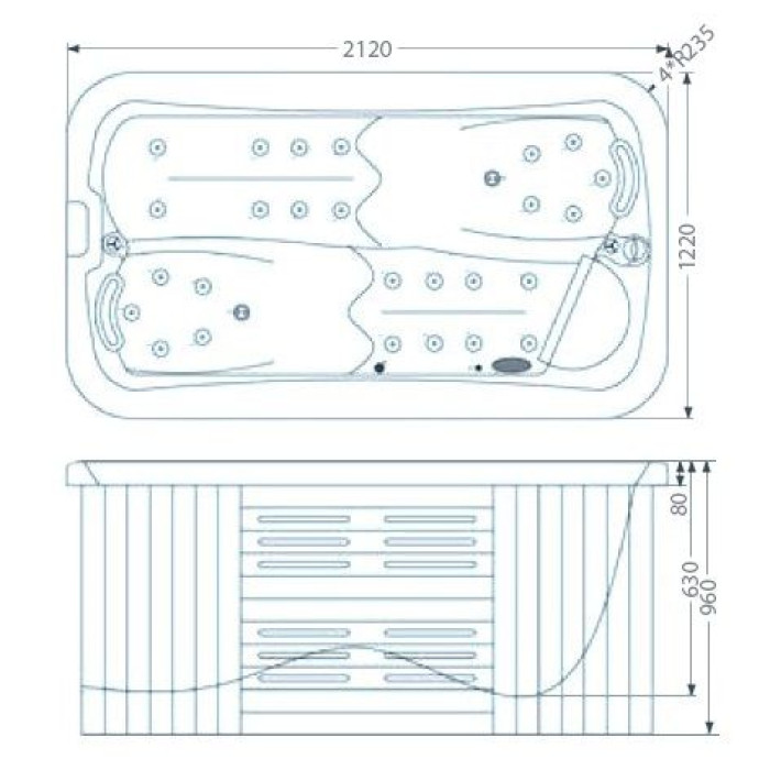 Гідромасажний басейн IQUE Capri 2100-CDL-BP (WiFi) (212х112х74)