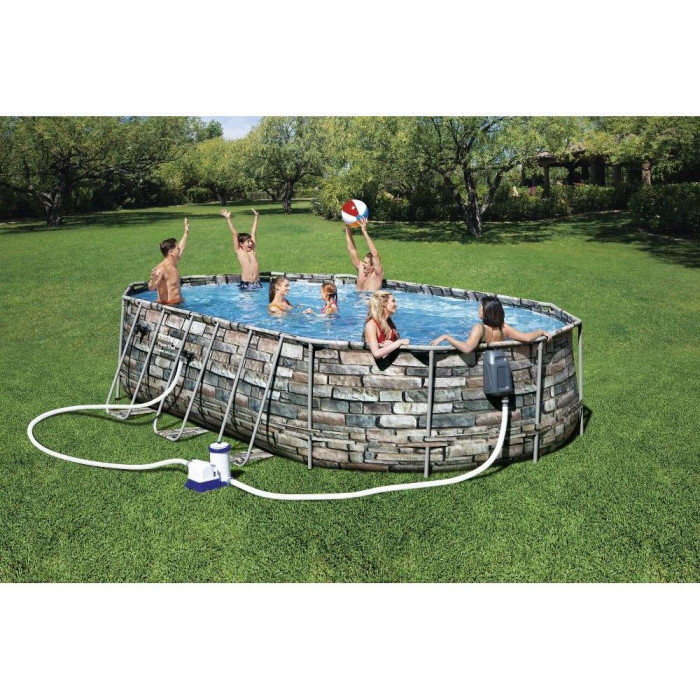 Каркасный бассейн Bestway 56719 (610х366х122 см) с гидромассажем, картриджным фильтром и лестницей