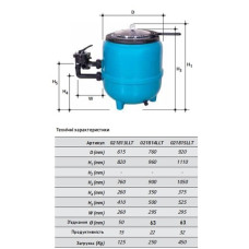 Фильтр 615мм с боковым клапаном для 125кг песка, 15м3/час, PG “FILTRONE LLT” PG-021813LLT