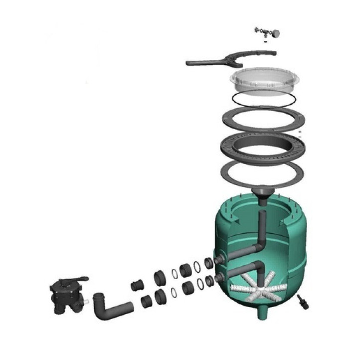 Фільтр 615мм з боковим клапаном для 125кг піску, 15м3/год, PG “FILTRONE LLT”  PG-021813LLT