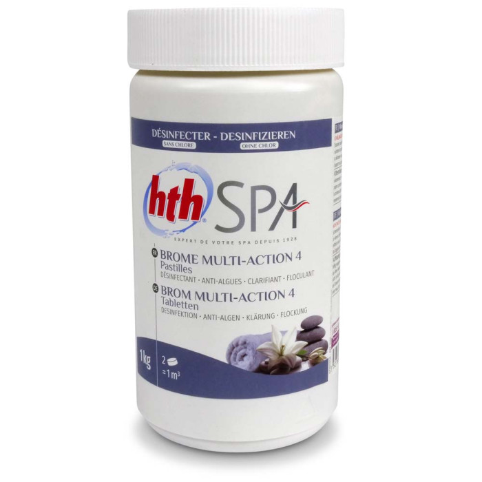 Багатофункціональні таблетки брому для SPA  hth 4в1 20г, 1кг (Франція), BROME MULTI ACTION D800231HA