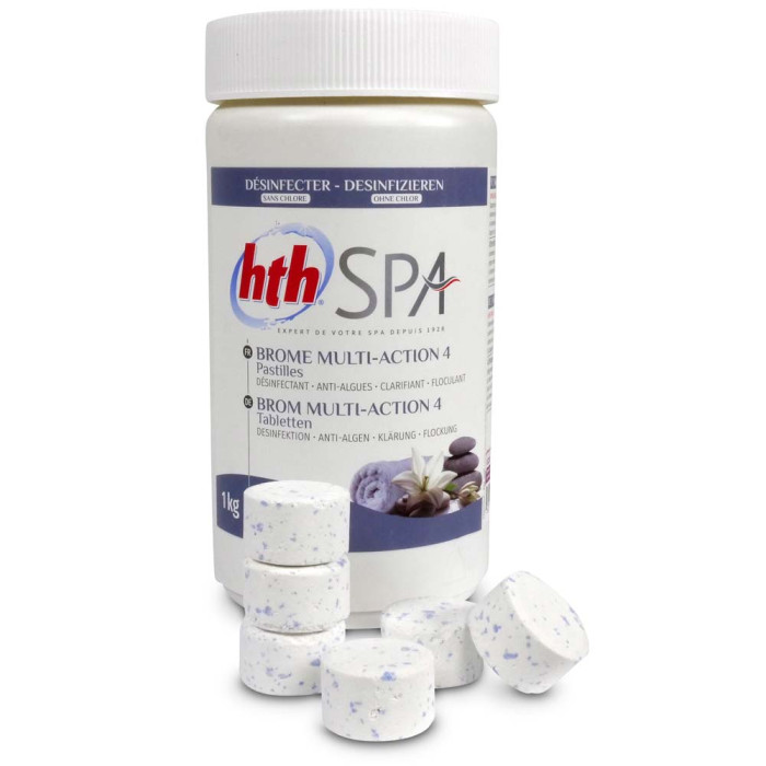 Багатофункціональні таблетки брому для SPA  hth 4в1 20г, 1кг (Франція), BROME MULTI ACTION D800231HA
