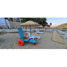 Пляжное кресло-шезлонг на 3 колеса + подлокотники и ремень безопасности Beachstar 1514.3