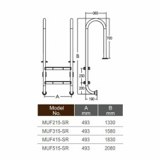 Сходи для басейну Emaux Muro MUF515-SR (5 сходинок), AISI-304