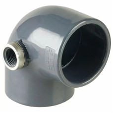Коліно ПВХ Hidroten "AIR L" 1001615, 90°, з металевим кільцем, d50-1/2"