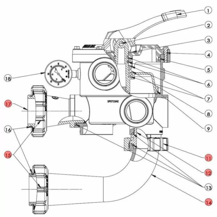 Комплект з'єднань для 6-позиційного вентиля Hayward SPX0719KIT