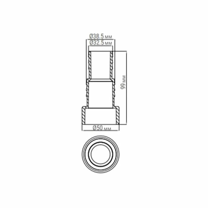 З'єднувач шланга Emaux 91609006, клейовий (32/38х50 мм)