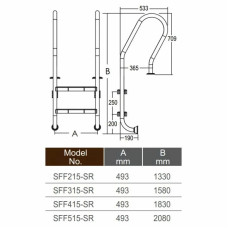 Сходи для басейну Emaux Mixta SFF315-SR (3 сходинки), AISI-304