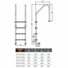 Сходи для басейну Emaux Standard SLF315-SR (3 сходинки), AISI-304
