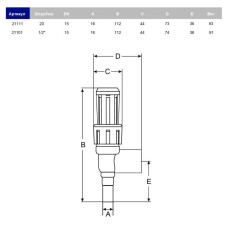 Кутовий регулюючий вентиль ПВХ Hidroten 1021101, d1/2"
