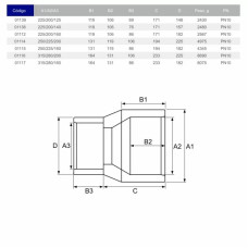 Муфта перехідна ПВХ Hidroten 1001139, d225/200/125 мм