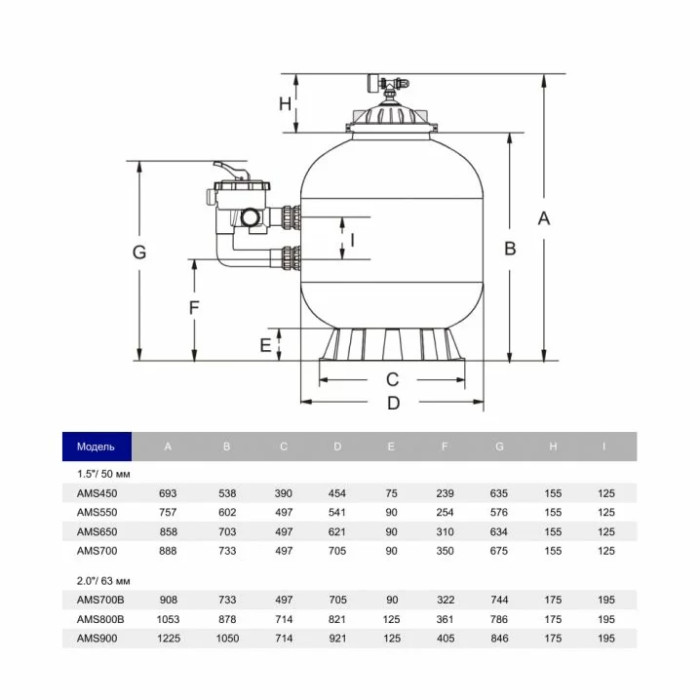 Фільтр Aquaviva MSD750 (23 м3/год, D750)