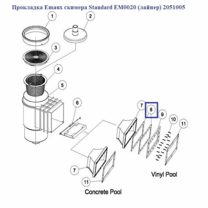 Прокладка Emaux фланця скімера EM0020 (лайнер) Wide 2051005