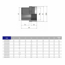 Адаптер-втулка ПВХ Effast RGRAFR020B з металевим кільцем,  d20x1/2"