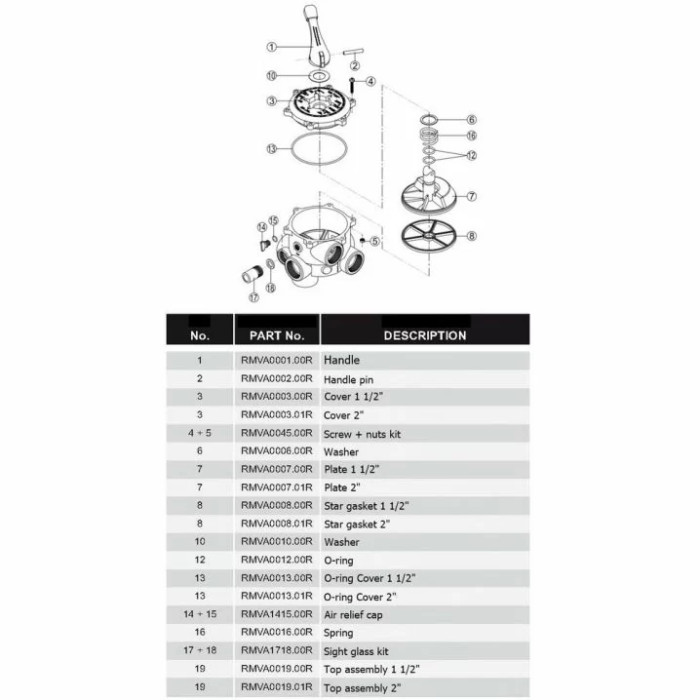 Кран шестиходовий Hayward HCV275E VK6 63.B (2", бічне підключення)