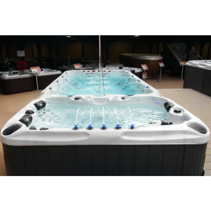 Плавальний SPA басейн Passion Spas Fitness 1 Deep (400x228x152 см), Сріблясто-білий