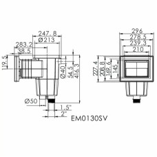 Скімер під лайнер Emaux EM0130-SV Standart (квадратна кришка), з латунними вставками