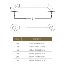 Поручень для басейну Emaux L200 (200 см), AISI-316