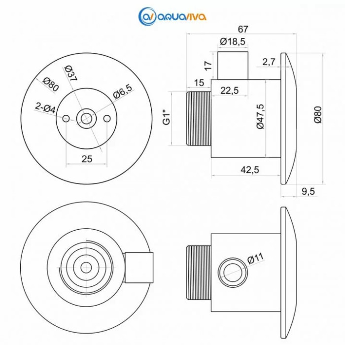 Форсунка гидромассажная Aquaviva 588118, под бетон