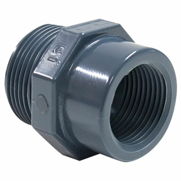Перехідник ПВХ Hidroten 1002472, різьбове з'єднання НР-ВР, 3/4"-1/2"