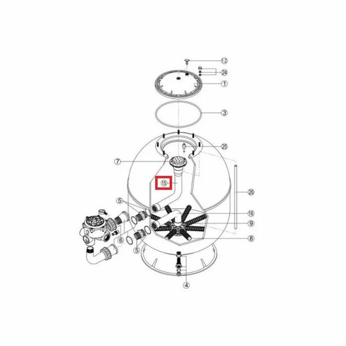 Коліно колектора для фільтра Kripsol AK900 (RRFI0015.04R)