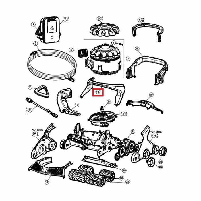 Корпус передньої ручки пилососа Hayward AquaVac 600/650 (RCX361331782237)