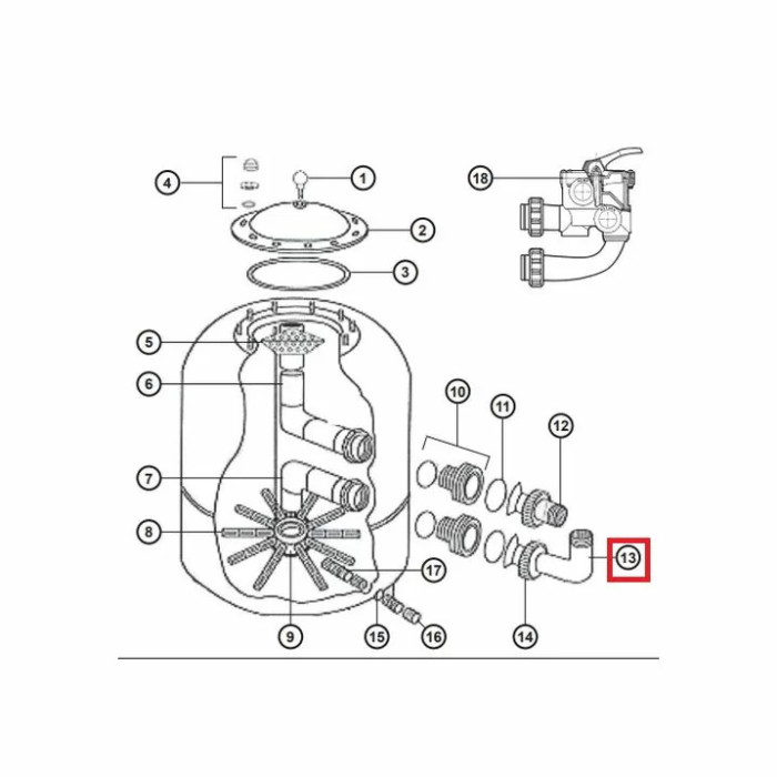 Муфта коліно Hayward NCX2312062 для фільтра NC d 500-600 мм