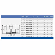 Муфта ПВХ Effast RGRMAG032D перехідна з внутрішньою різьбою, d32x1"