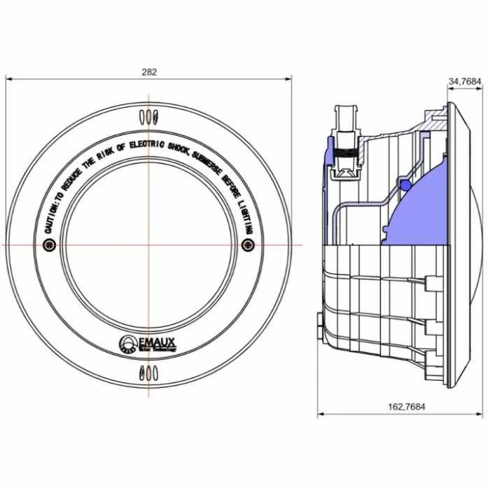 Корпус прожектора Emaux PAR56 NP300-S (без лампи) S/S накладка, латунні вставки