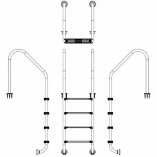 Сходи для басейну Emaux Standard SLF415-SR (4 сходинки), AISI-304