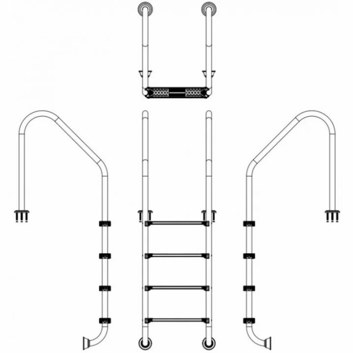 Сходи для басейну Emaux Standard SLF415-SR (4 сходинки), AISI-304