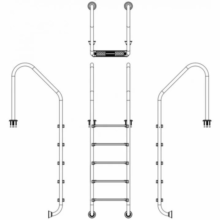 Сходи для басейну Emaux Standard SLF515-SR (5 сходинок), AISI-304