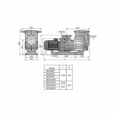 Насос Aquaviva LX SEQ1500 (380 В, 168 м3/ч, 15HP), пластиковая подставка
