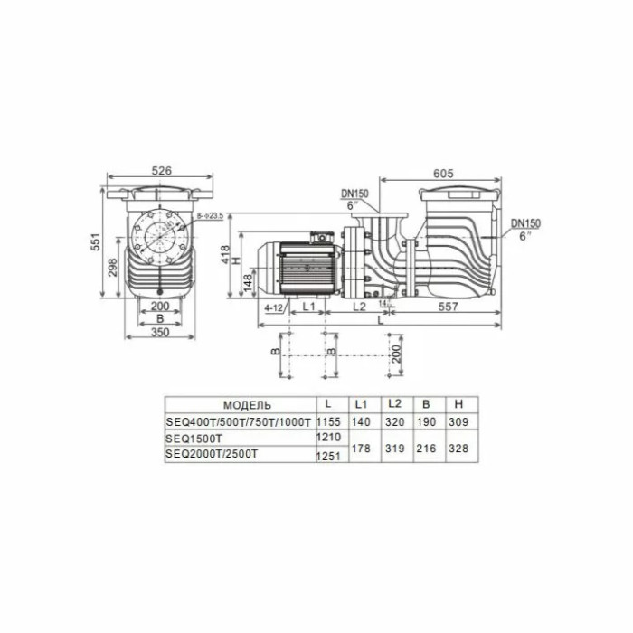 Насос Aquaviva LX SEQ1000 (380 В, 122 м3/год, 10 HP)