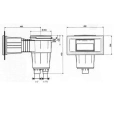 Скиммер для бассейна Vagner, VA 17.5L, 450 х 235, с латунными вставками, под пленку