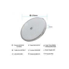 Лампа для бассейна, LED,  RGBW, 35 ВТ, 444 led, плоская, 170х12мм