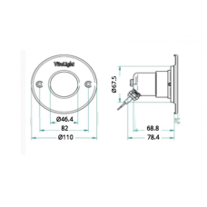 Подводный светодиодный прожектор для бассейна, 4 цвета/4 диода, 24V/DC, 6000 K, 1890LM, дневной белый цвет, 5м кабеля 2х1,5мм2 Ø -110 мм.