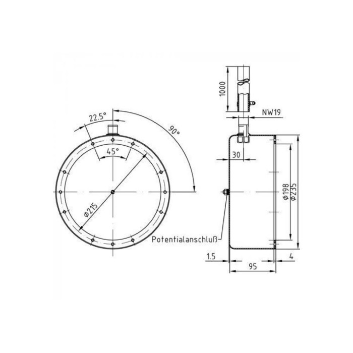 Закладна для прожектора Ø-270 мм (4 Кольори/28 Діодів; 4 Кольори/16 Діодів), нерж.сталь