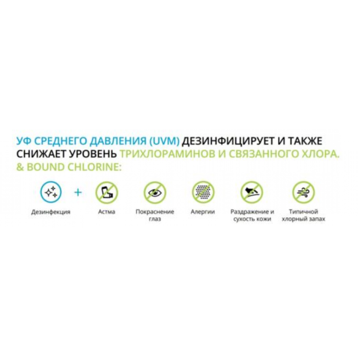 Ультрафіолет для басейну, установка CLEAR-DIRECT 4 кВт, 196 м3/год. з ручним очисником, сенсорний екран