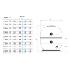 Фильтр для бассейна Ariona Pools Ocean Industrial, 2000 мм, 157 м3/час, скорость фильтрации 50 м3/час/м2, подсоединение 160мм