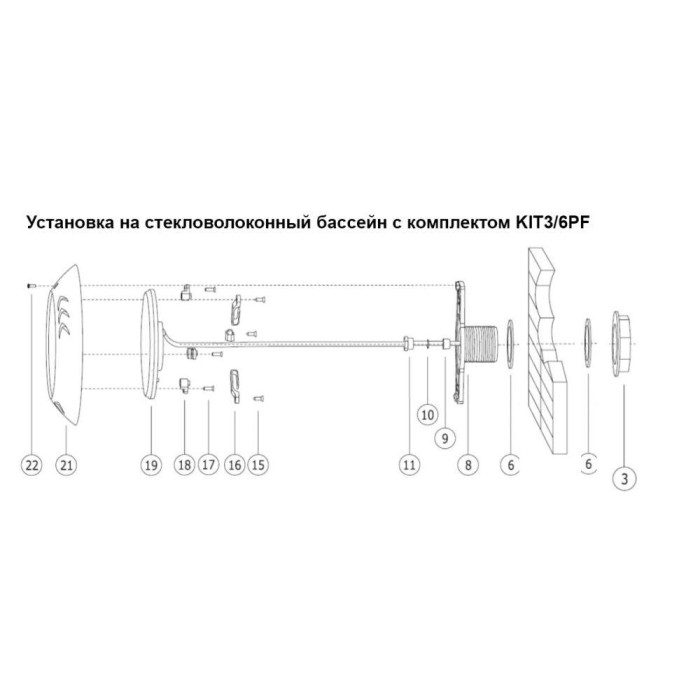 LED прожектор для басейну WHITE, пластик, 21ВТ, 252 LED
