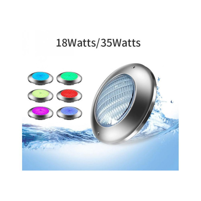 Світильник для басейну, LED, серія 260SS-AC, випукла лампа, RGB, нерж. сталь AISI-316, 18 ВТ, 252 SMD, 260 х 28 мм