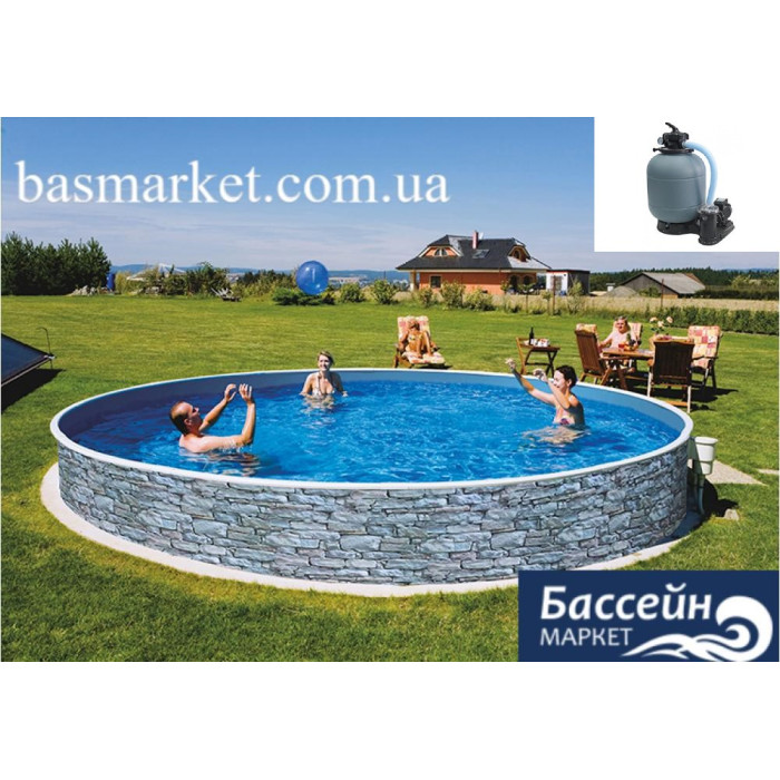 Каркасний Басейн Azuro, колір Stone (Камінь), з плівкою Lagoon, 4 х 1.2м