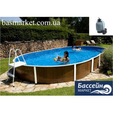 Каркасный Бассейн Azuro 407 DL, овал, цвет Wood (Дерево) Пленка Galaxy, 9.1 х 4.6 х 1.2м