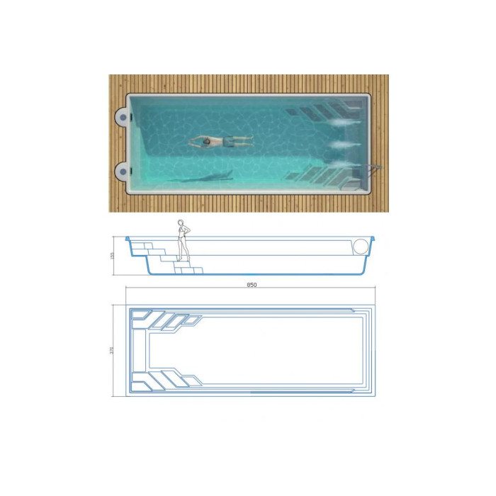Композитний керамічний басейн MONACO 850 Beach Pearl (8,5 х3, 7х1, 5 м)