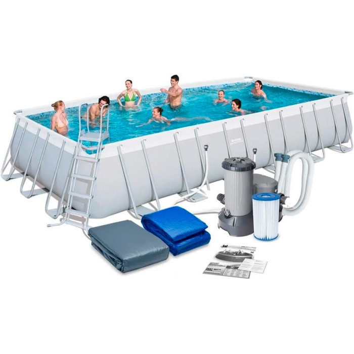Каркасний басейн Bestway 56474 (732х366х132 см) з картриджним фільтром, драбиною та тентом
