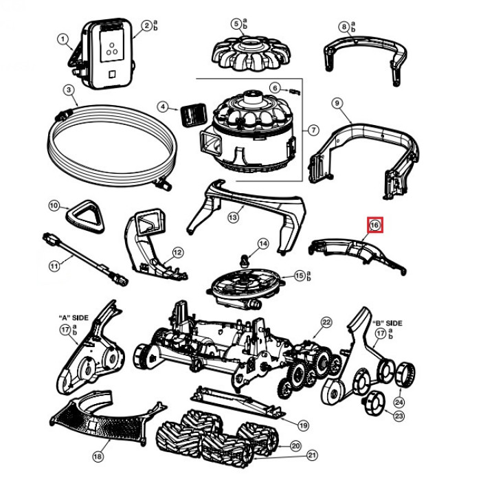 Вузол задньої кришки корпусу для пилососа Hayward AquaVac 650/600, чорний (RCX36131649236)