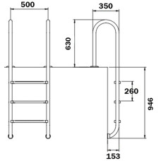 Сходи для басейну Flexinox Muro Electropolished (3 сходинки), AISI-316L