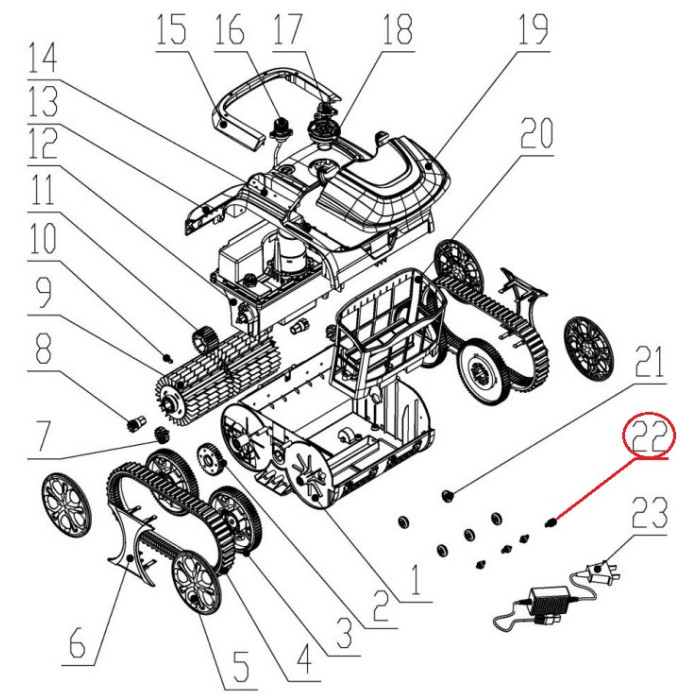 Вісь переднього колеса до пилососа Wybotics WY200 (No 22 S.3172.04.035)