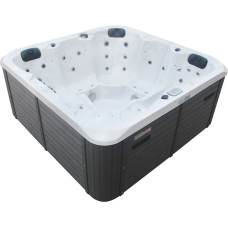 Гідромасажний басейн Aquajoy Riviera (200х200х90 см), сріблясто-білий мармур, з динаміками та LED-підсвічуванням